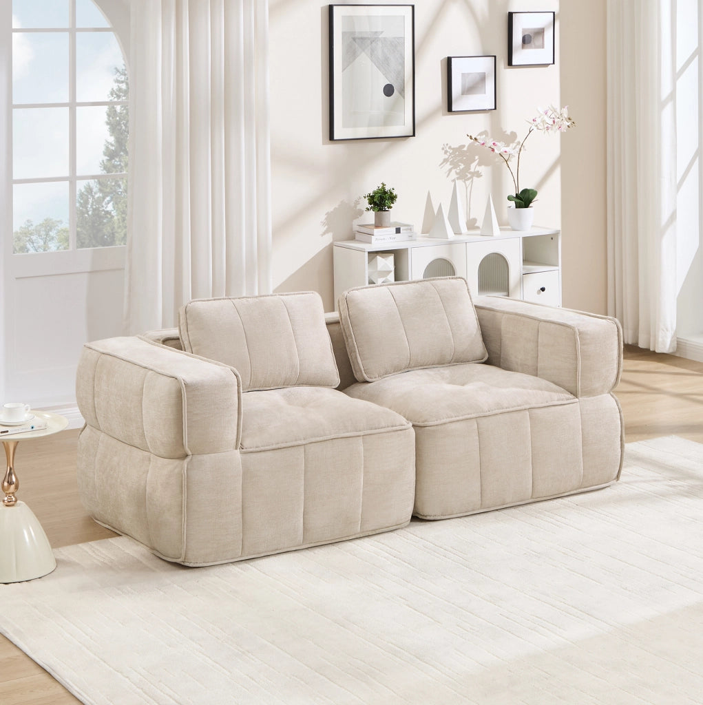 DIVANO Modulare Senza Telaio 198x93x67 cm Poliestere Beige