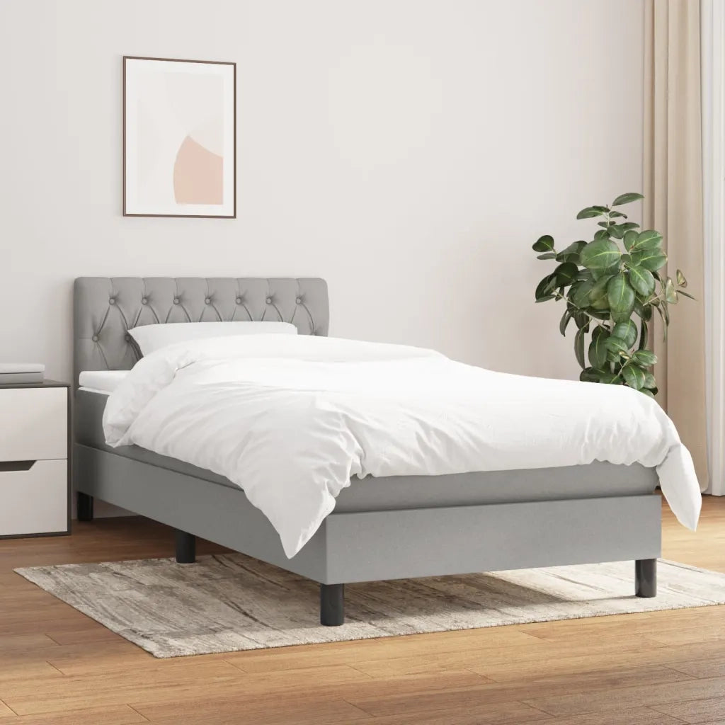 Giroletto a Molle con Materasso Grigio Chiaro 90x190 cm Tessuto 3140257