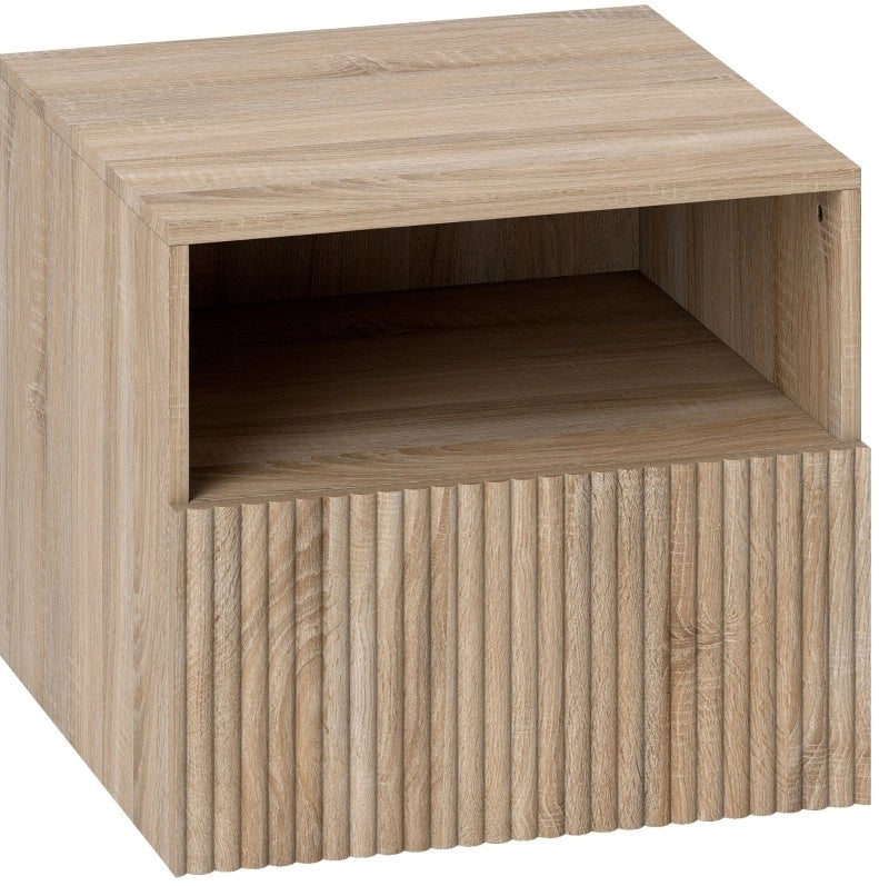 Comodino da parete 40x39,5x35 cm in legno, effetto legno chiaro, salvaspazio
