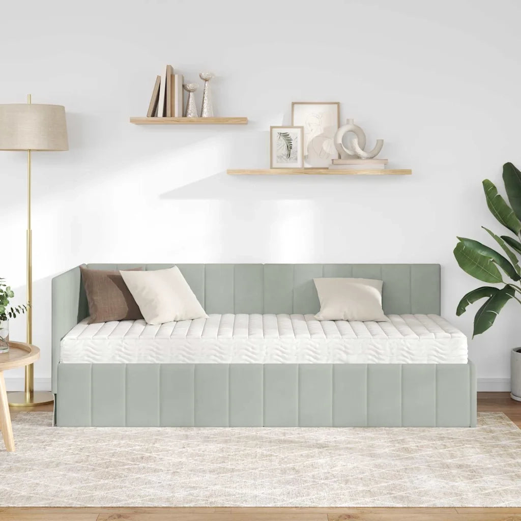 Struttura Letto Angolare con Materasso 2 pz-Giroletto con materasso Grigio chiaro 290378