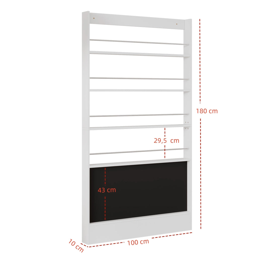 Scrivania con 5 cassetti e libreria con 4 ripiani e lavagna - per studio - bianco