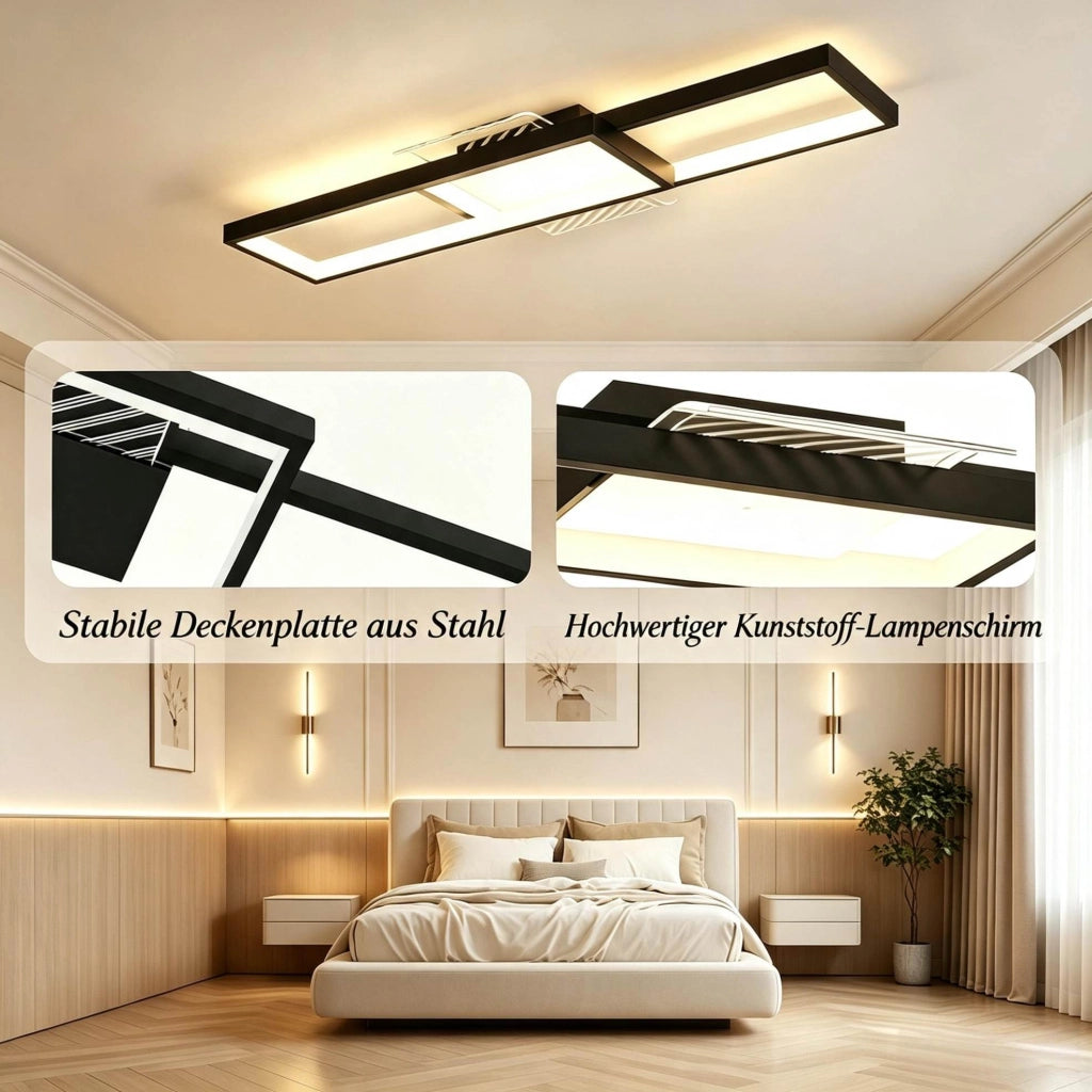 Plafoniera LED nera 43 W 70 x 30 cm, 4600 lm, dimmerabile