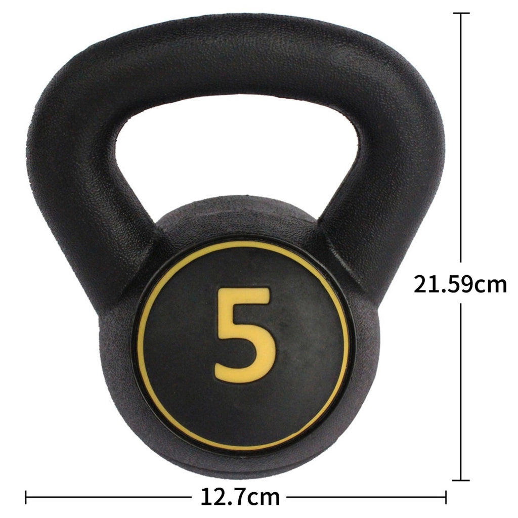 KETTLEBELL Set da 3 pezzi 2,27/4,54/6,8 kg Nero con base in gomma