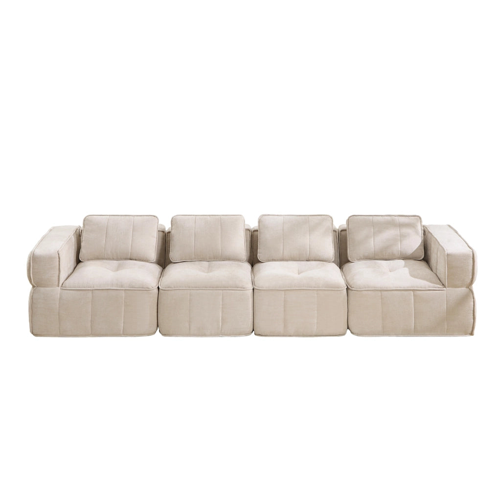 Divano modulare beige in poliestere, 344 cm, senza montaggio