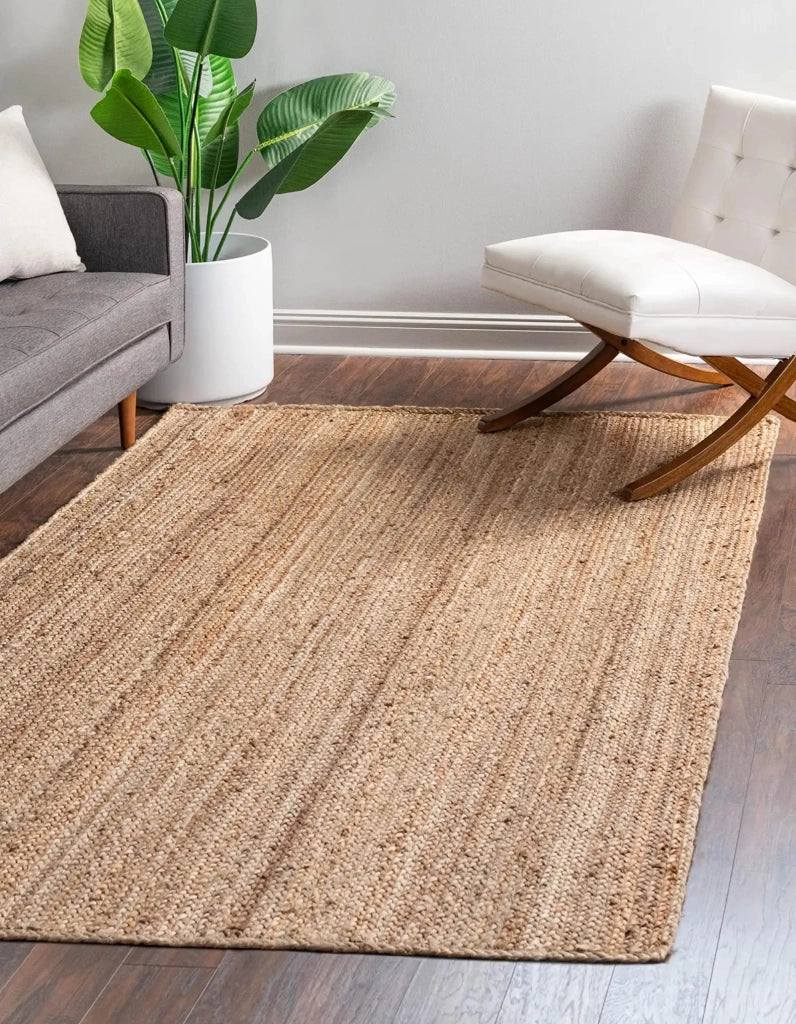 Tappeto in juta, rettangolare, color beige, 60x90 cm, intrecciato a mano