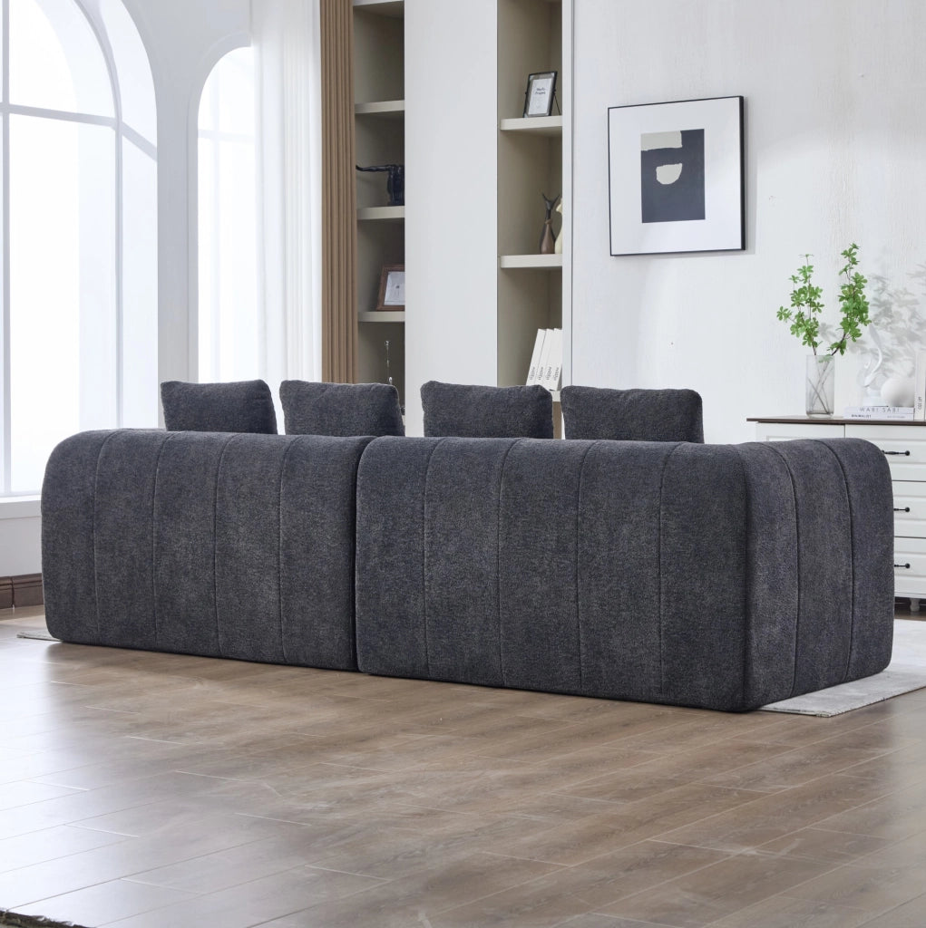 DIVANO modulare 260x95,5x70 cm in velluto grigio scuro, set da 2 pezzi