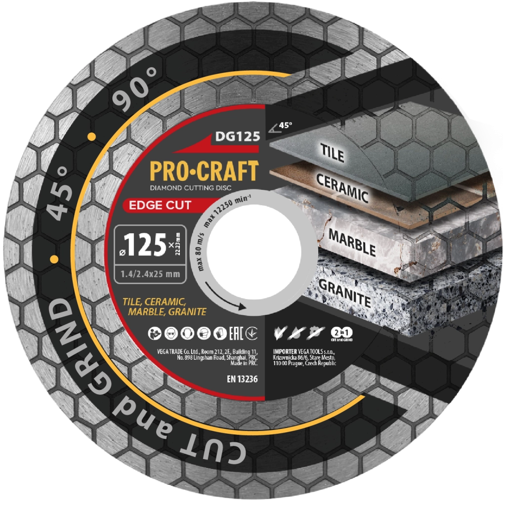 Disco diamantato Edge Cut Procraft DG125, Ø 125 mm, spessore 1,4 mm
