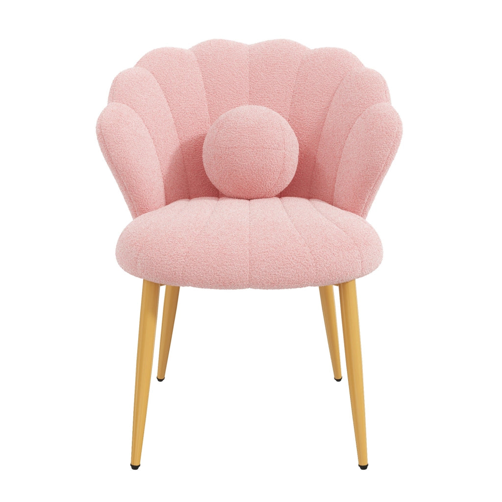 6 sedie da pranzo 60x62;5x83 cm in peluche rosa con cuscini