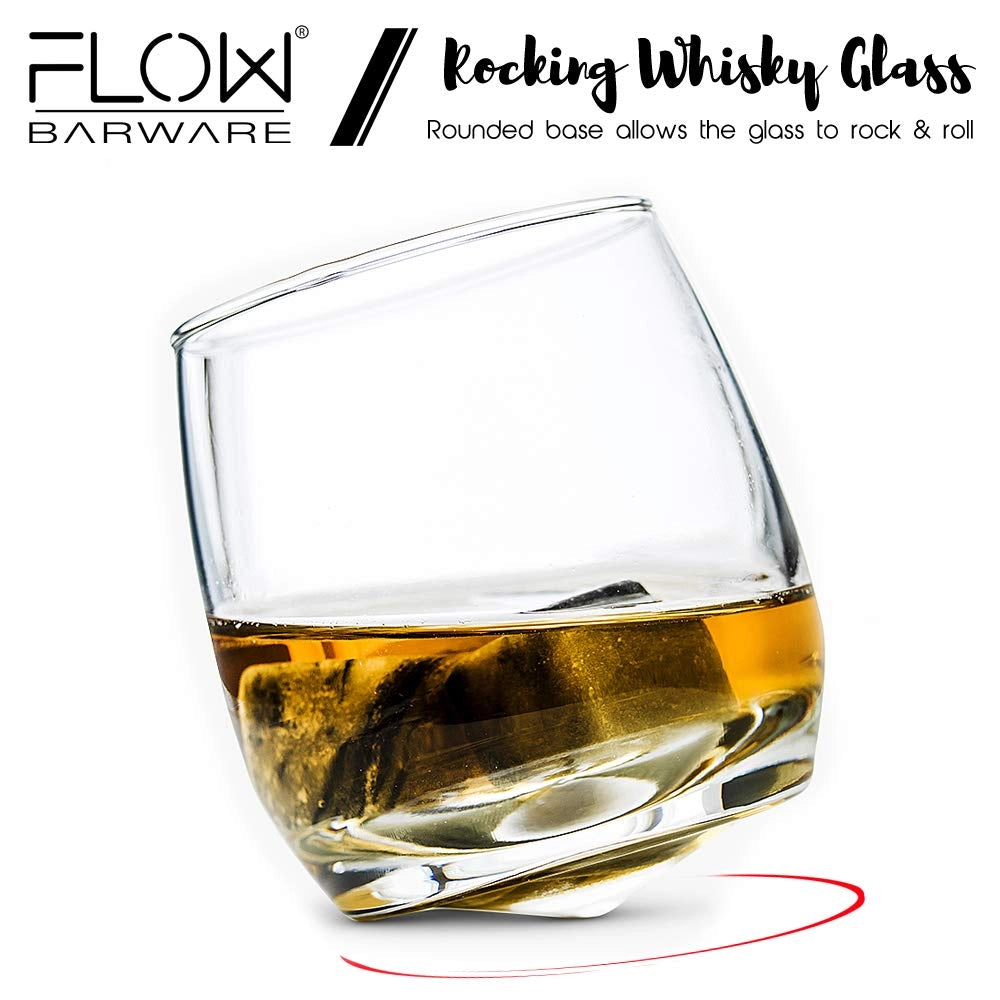 Set di bicchieri da whisky in stile rustico con decorazioni in pietra, 2 bicchieri da 300 ml, confezione regalo in legno