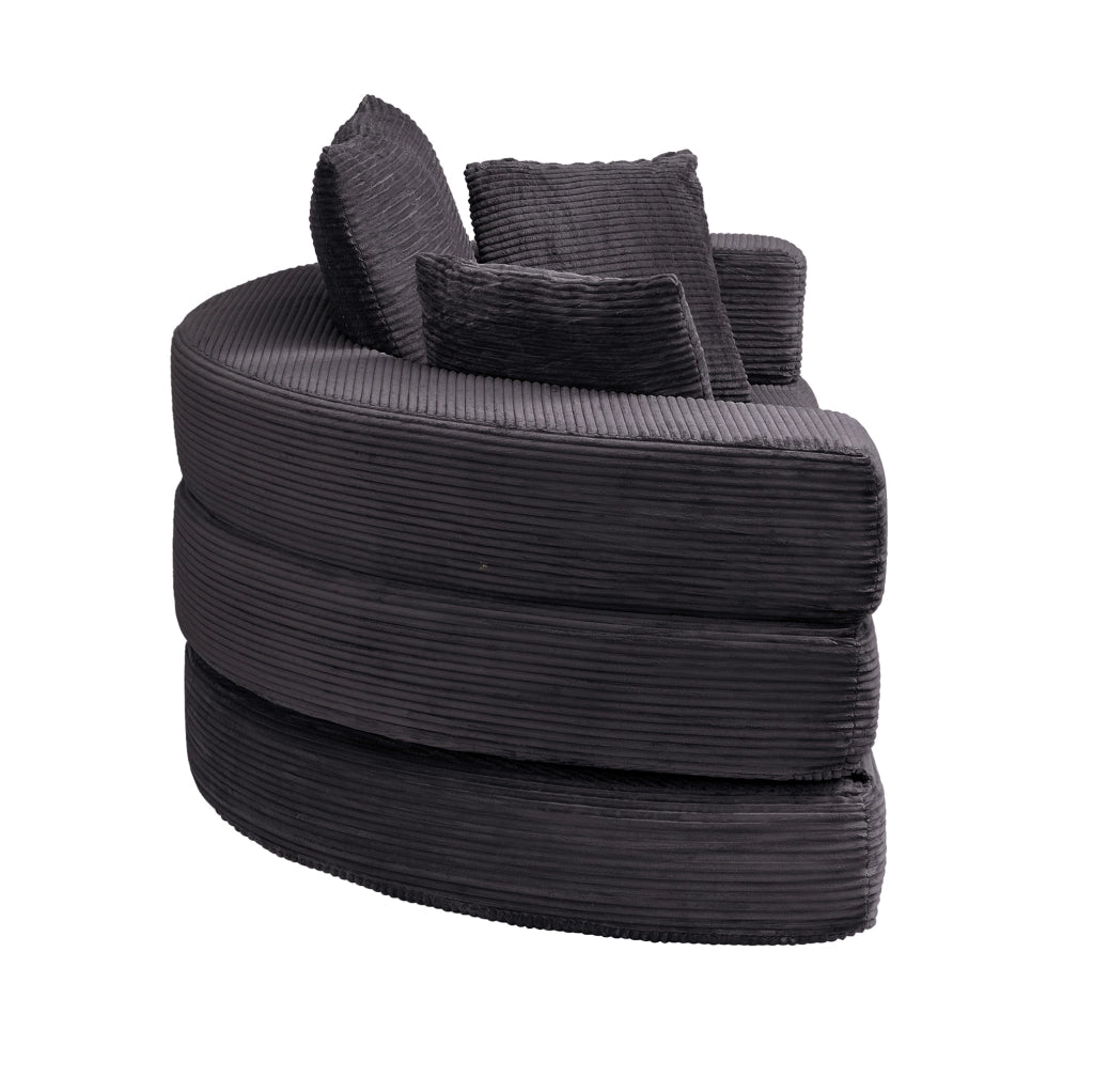 Divano letto pieghevole 2 in 1 173x176 cm in schiuma nero con 3 cuscini