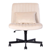 Sedia da ufficio ergonomica beige in tessuto, regolabile in altezza con ruote