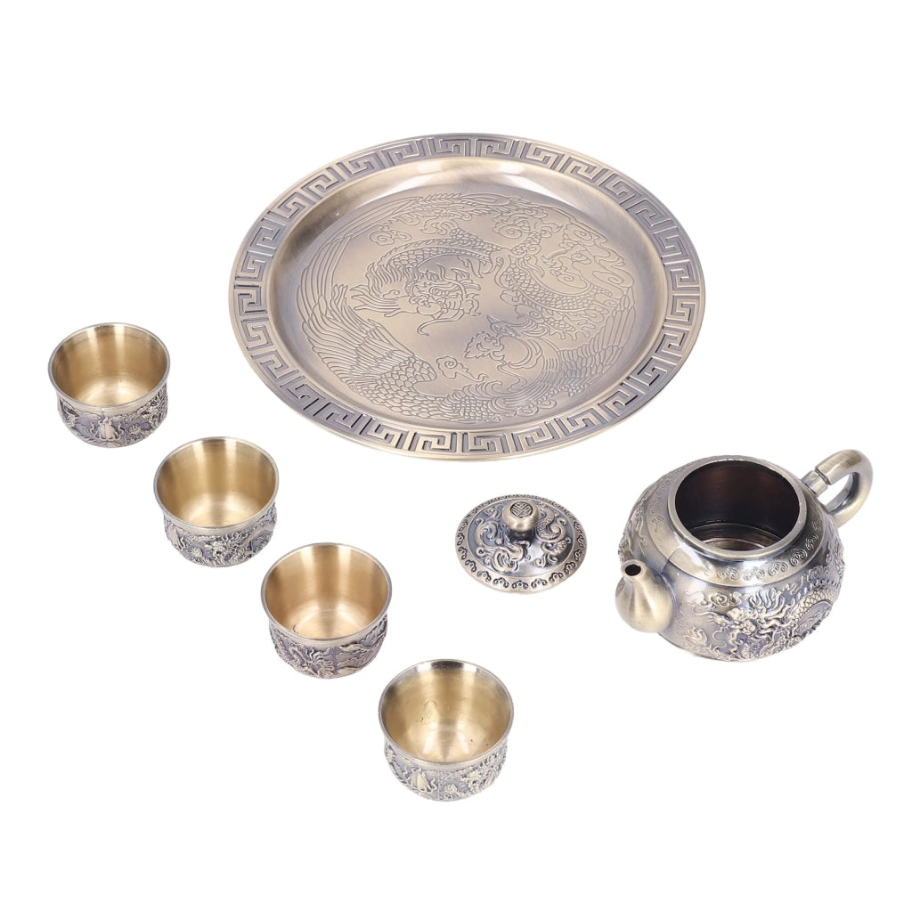 Set di caffettiere turche, 4 tazze, vassoio, lega di zinco, stile vintage