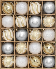 Palline natalizie, 20 pezzi, 5 cm, dorate e bianche, in plastica
