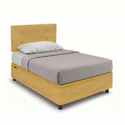 Letto 1 Piazza e Mezza Contenitore Imbottito 120x190 cm Microfibra Ocra Boxmax Testata Button