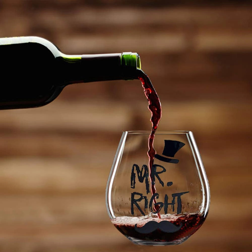 Set di 2 bicchieri da vino eleganti, capacità 400 ml, con incisione per coppia