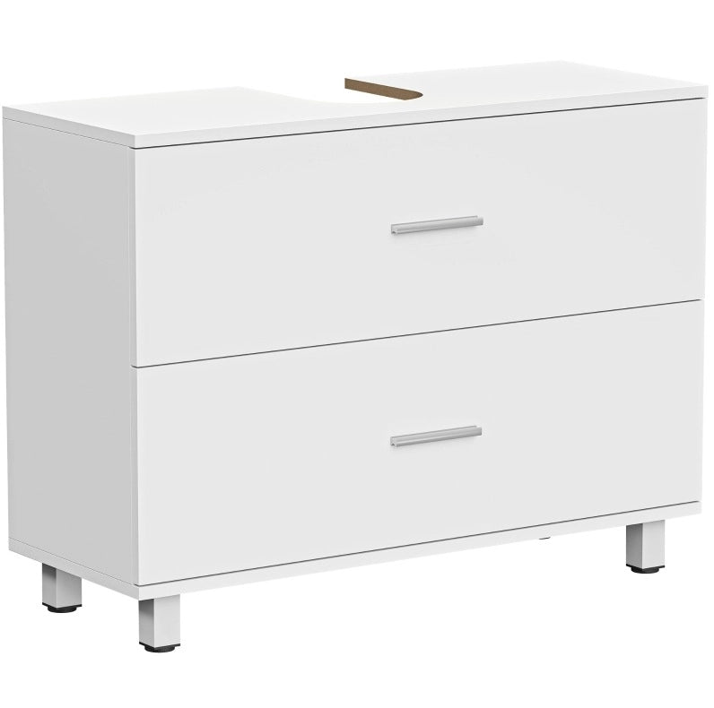 Mobile sottolavabo bianco 80 x 30 x 60 cm, 2 cassetti, contenitore moderno