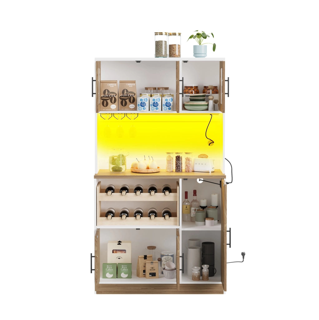 Mobile dispensa da cucina con illuminazione, prese e portabottiglie