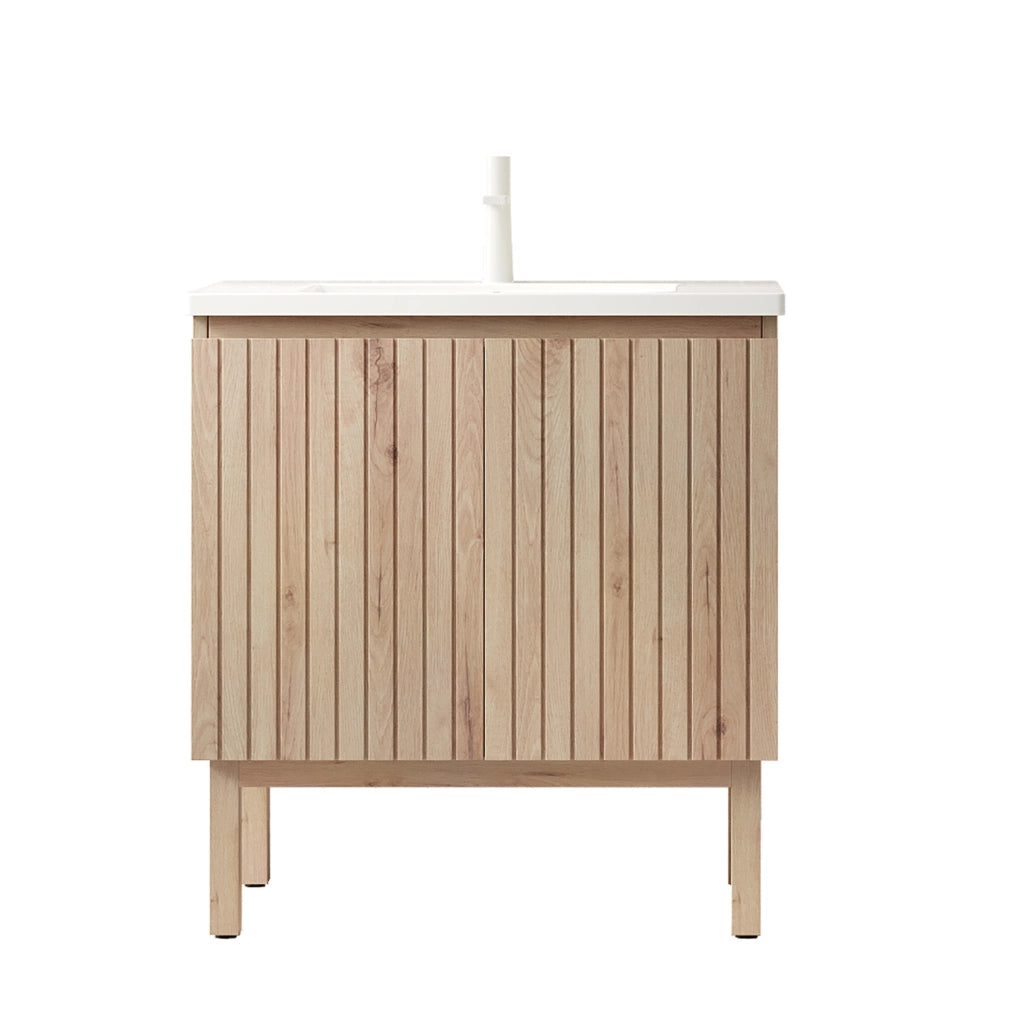 Mobile bagno a terra con lavabo in ceramica e due ante