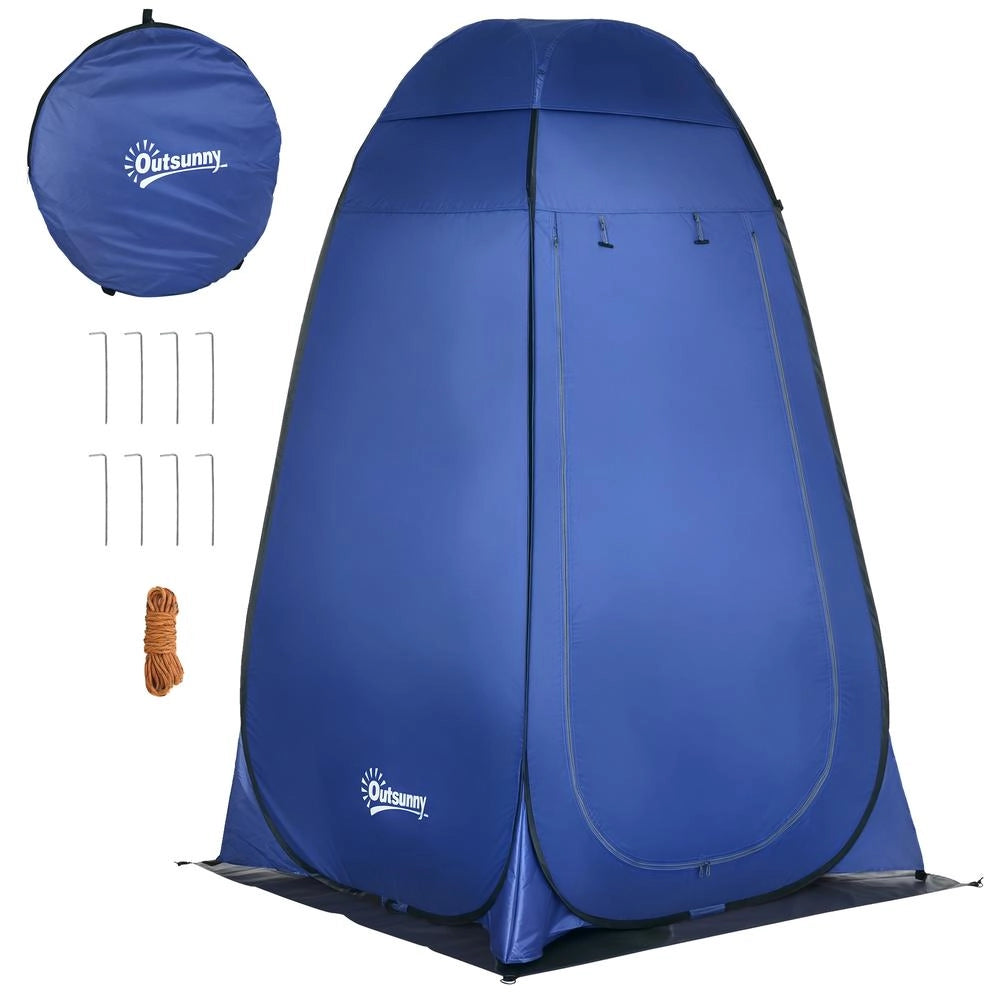 Tenda doccia da campeggio e spiaggia portatile, cabina spogliatoio pop up con porta a cerniera e borsa, 126x124x189 cm, blu scuro