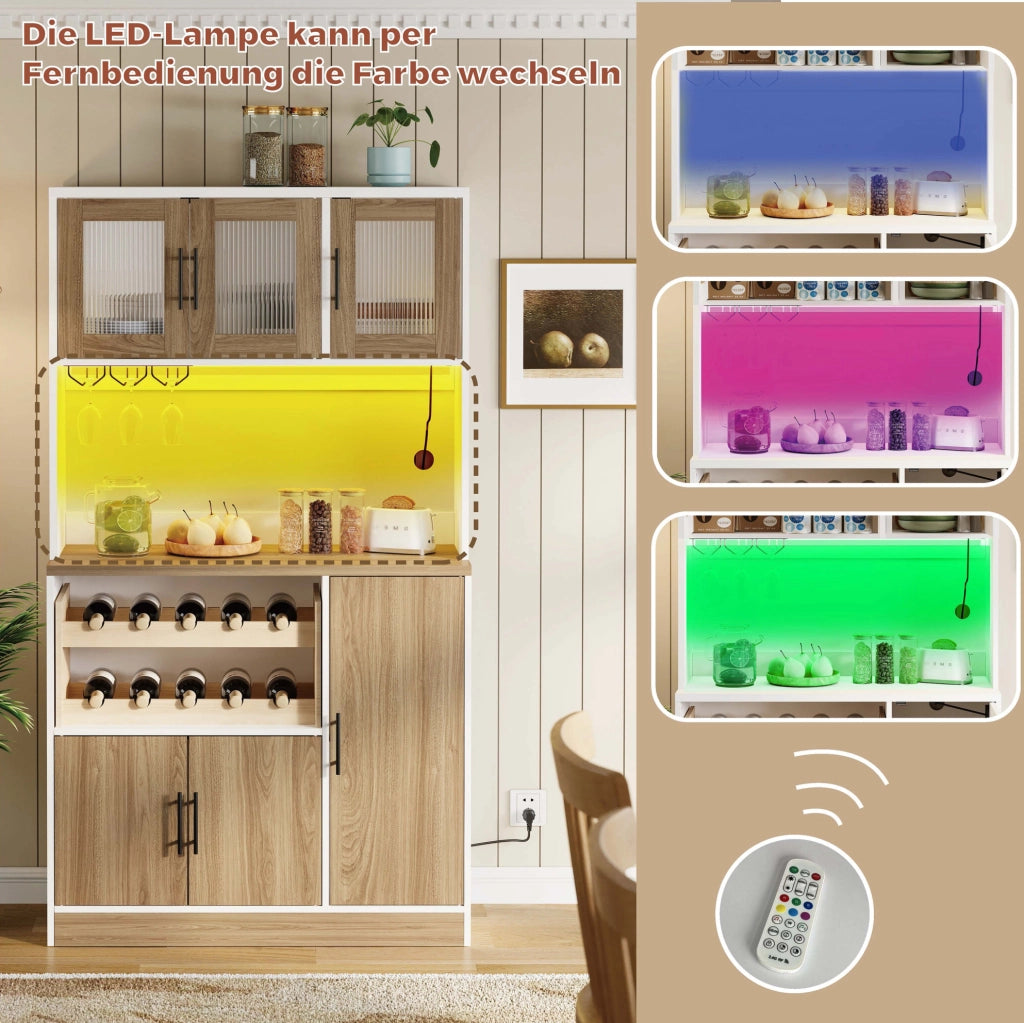 Mobile dispensa da cucina con illuminazione, prese e portabottiglie