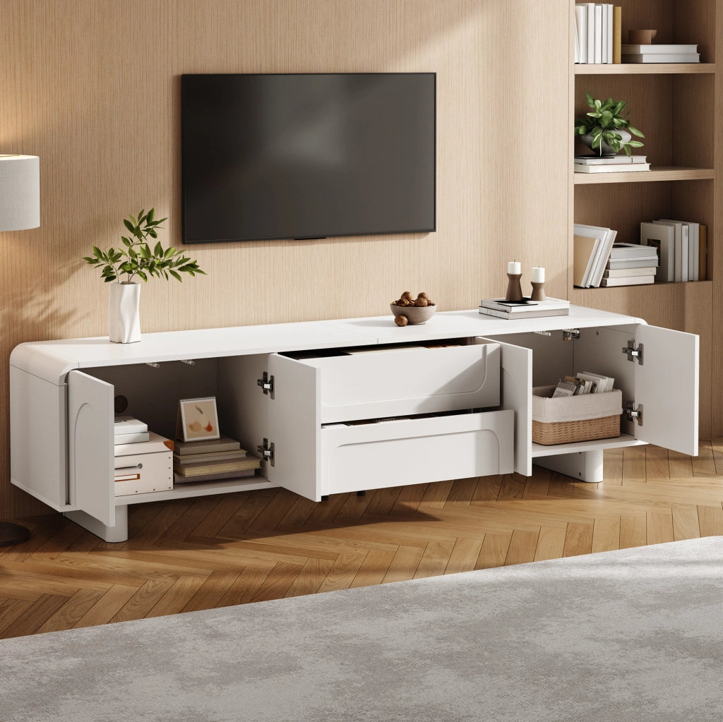 Mobile TV 180 x 40 x 46 cm in MDF e truciolare bianco con contenitore