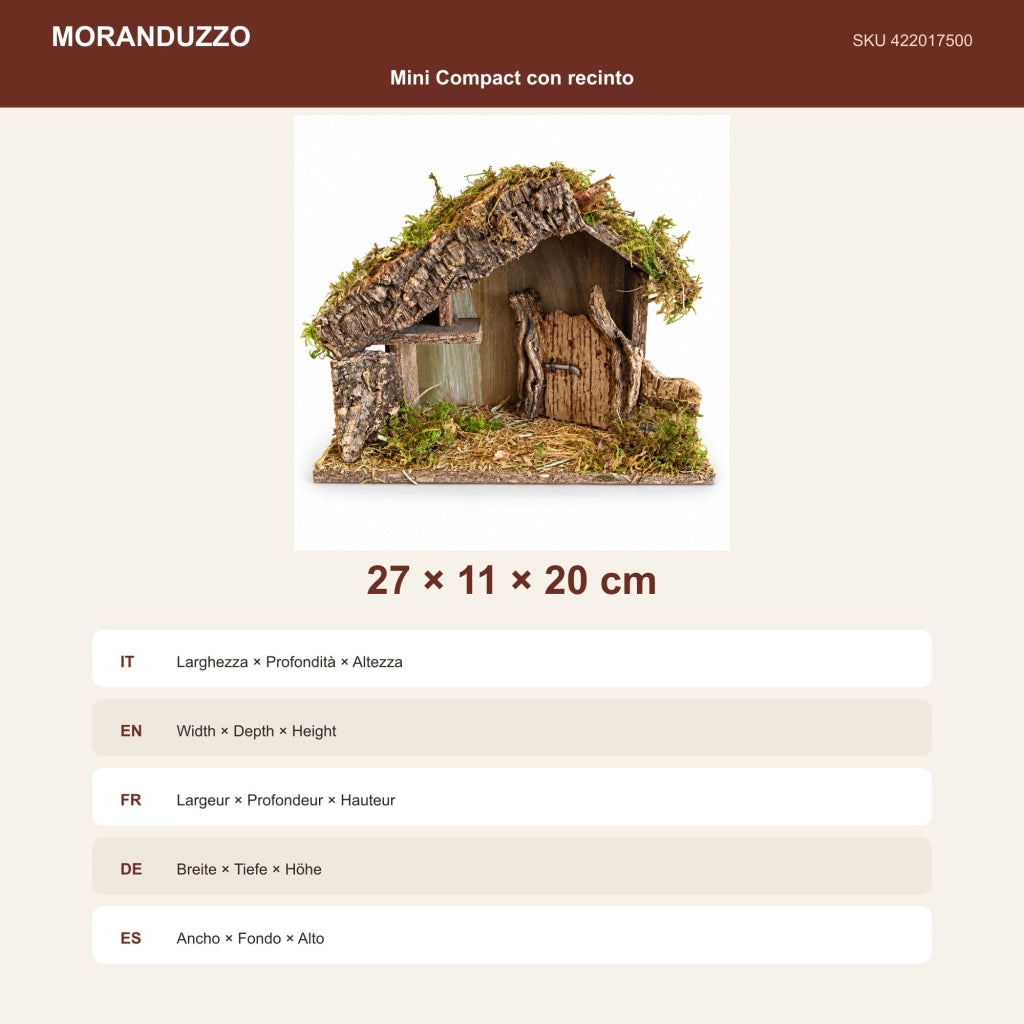 Set per presepe mini compatto con recinzione, dimensioni 27x11x20 cm
