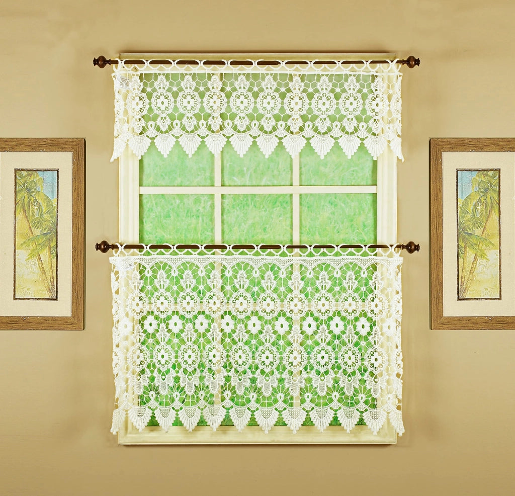 Volant in macramè, colore ecru, stile boho, dimensioni 35x12"