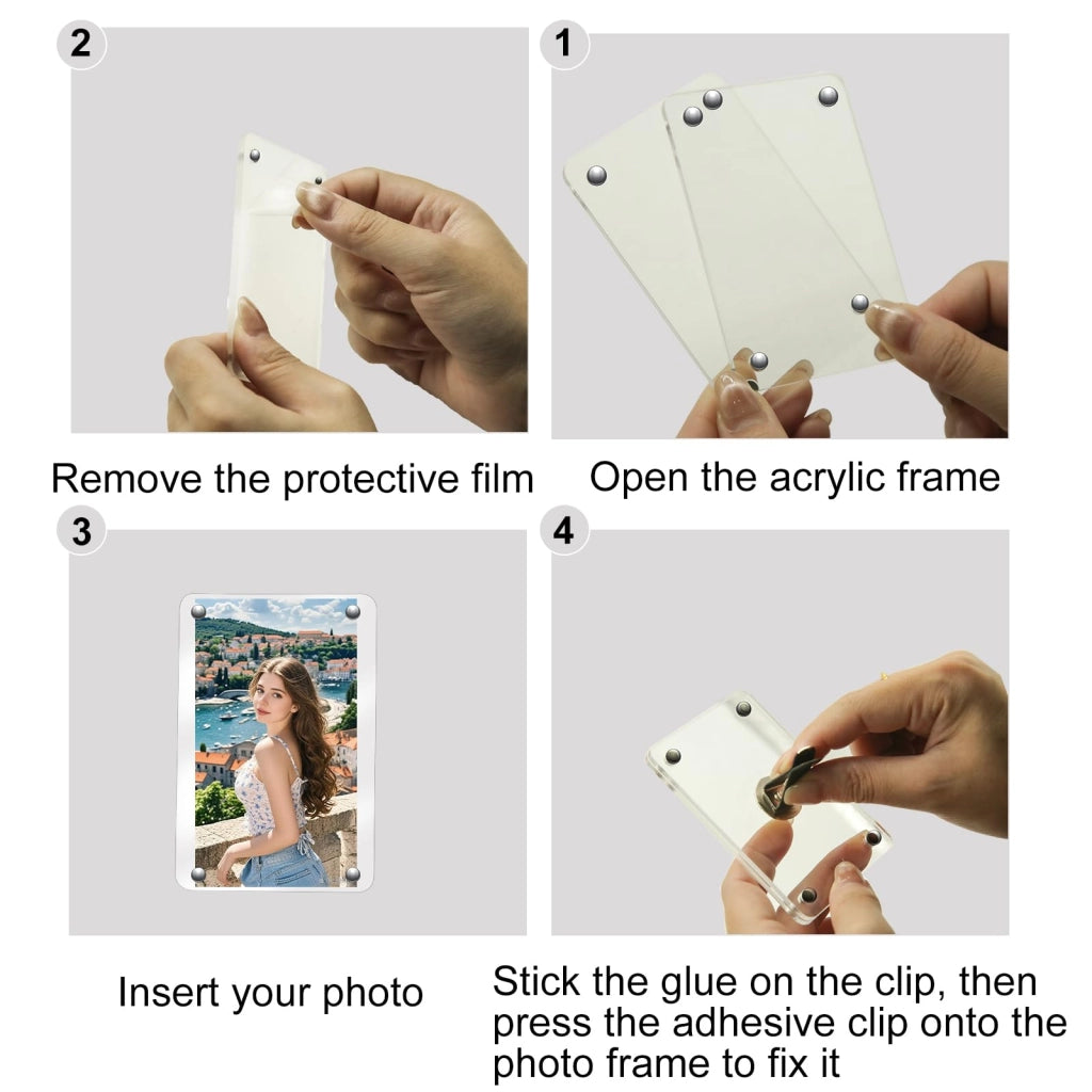 Set di 2 supporti magnetici in acrilico per fotocamere per auto, dimensioni 3,5 x 2,4 pollici