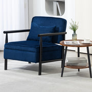 Poltrona con vano portaoggetti in velluto blu