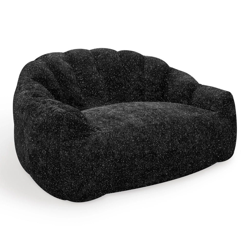 Divano pouf 140x98x61 cm in tessuto nero con braccioli per salotto e camera