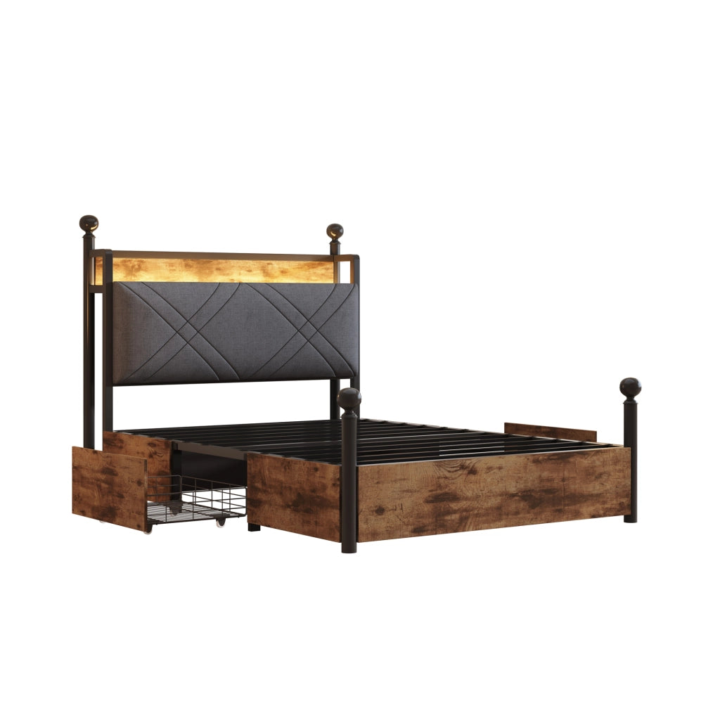 Letto singolo a baldacchino 90x190 nero con due cassetti