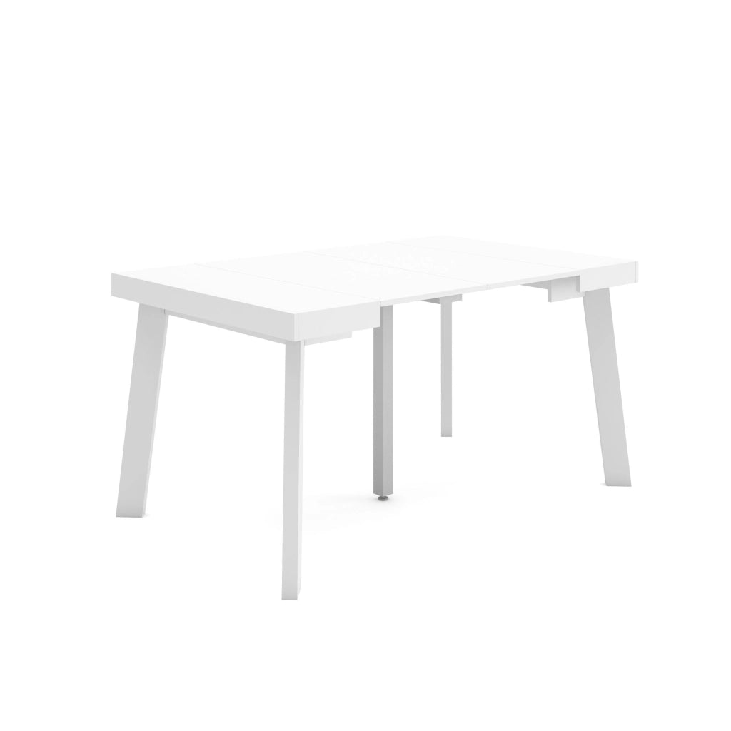 Tavolo da pranzo bianco, allungabile, con consolle da 140 cm, ideale per 6 persone