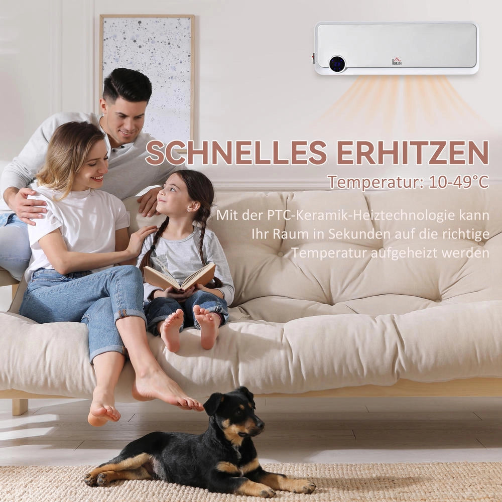 Termoventilatore da parete ceramico PTC 2000W con telecomando display LED timer 12h e 3 modalità per casa e ufficio