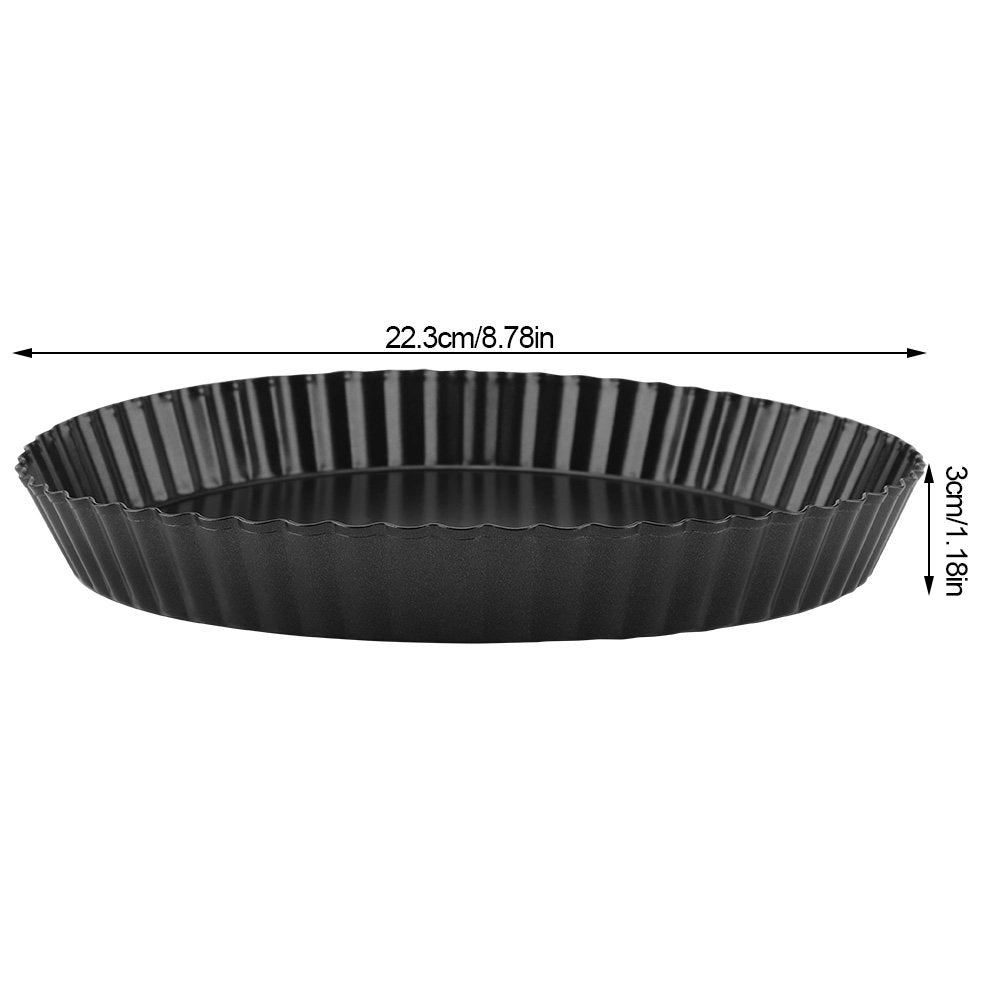 Teglia rotonda per quiche, diametro 22,3 cm, antiaderente, con fondo removibile, Acciaio al carbonio