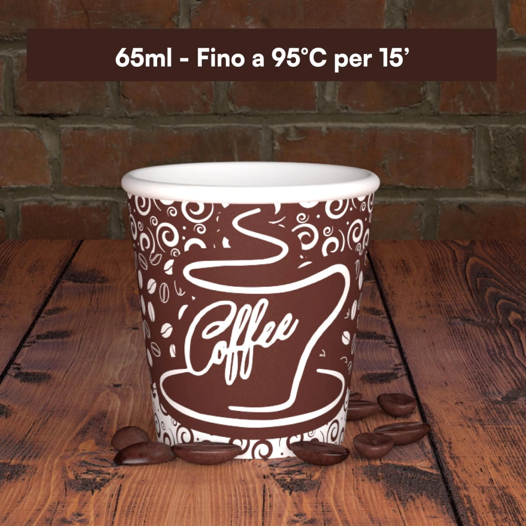 200 bicchieri di carta per caffè, capacità 75 ml, color marrone, monouso, impermeabili
