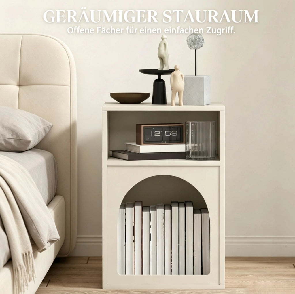 Comodino moderno in MDF crema con ripiani aperti 40x30x60 cm
