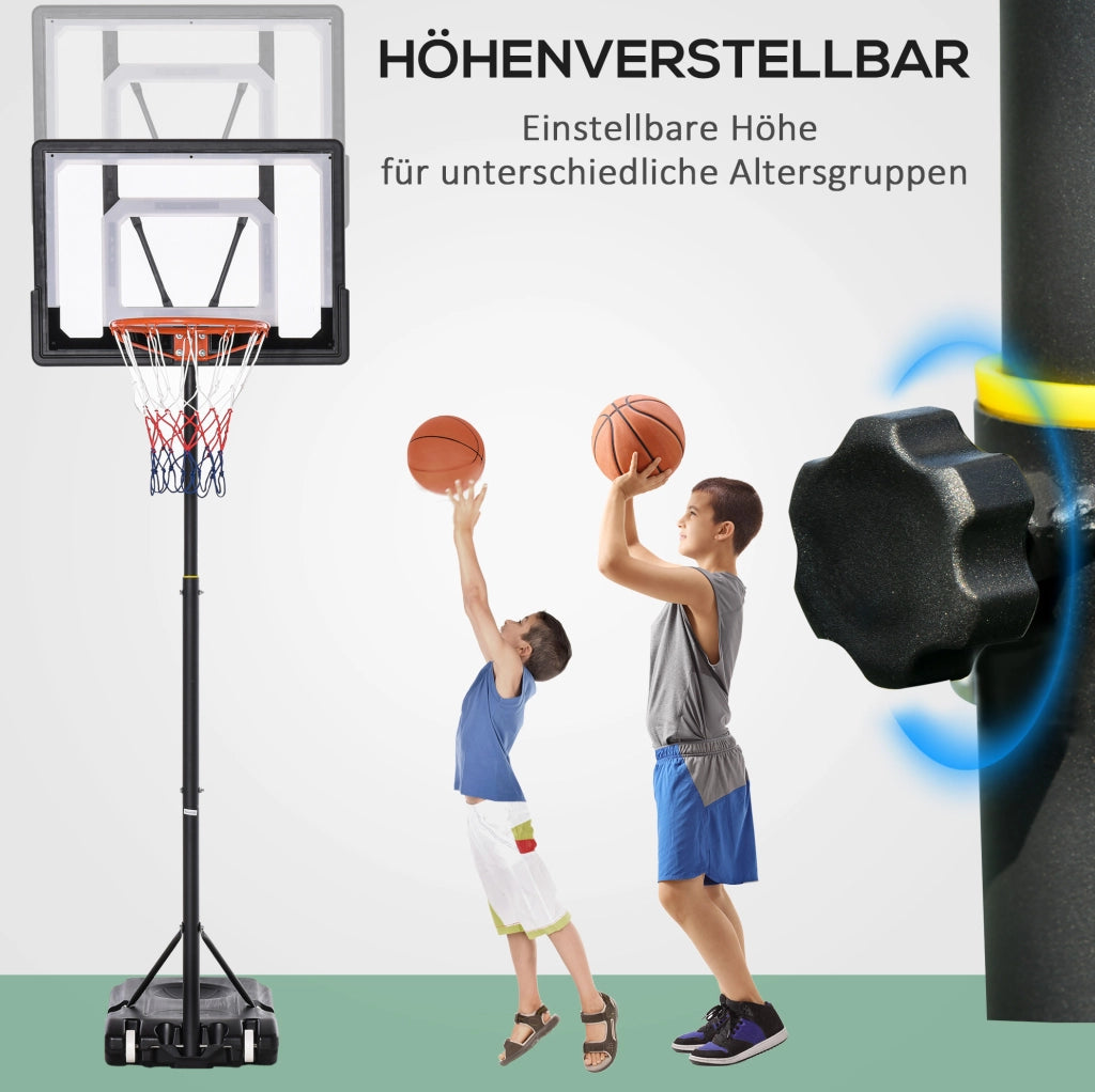 Canestro da basket regolabile per bambini 83 x 75 x 260 cm nero con ruote