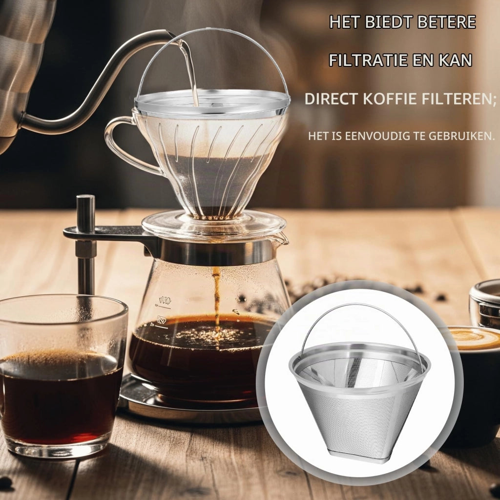 Filtro per caffè in acciaio inossidabile, riutilizzabile, per 8-12 tazze