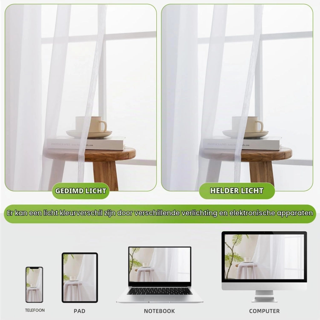 Tende a velo con passanti, set da 2, 160x140 cm, bianche, trasparenti