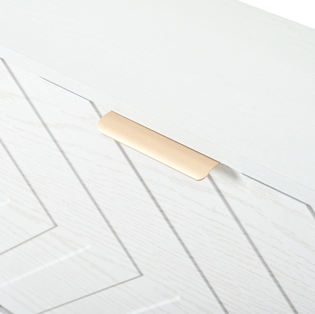 Scarpiera 105x24x90 cm con 4 vani a ribalta e frontale 3D in MDF bianco