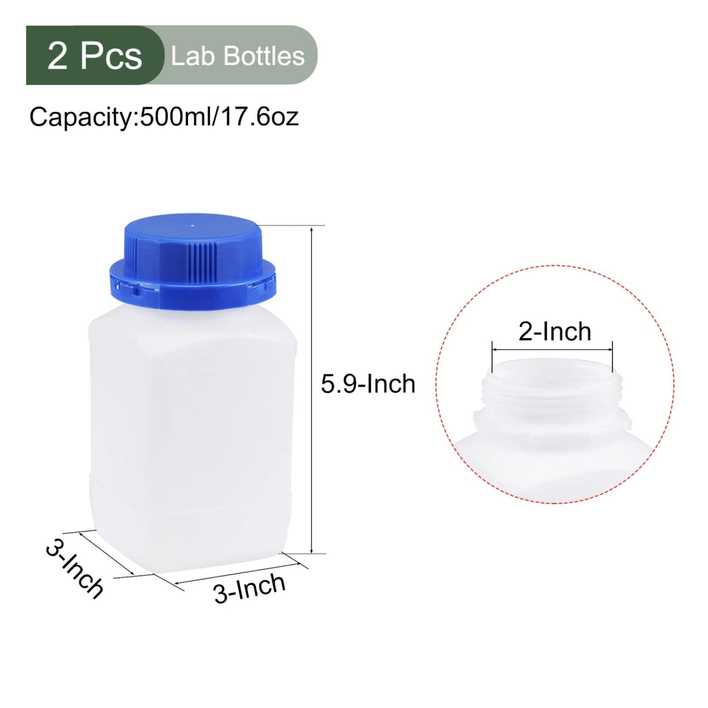 2 bottiglie in plastica da 500 ml, trasparenti, con apertura larga
