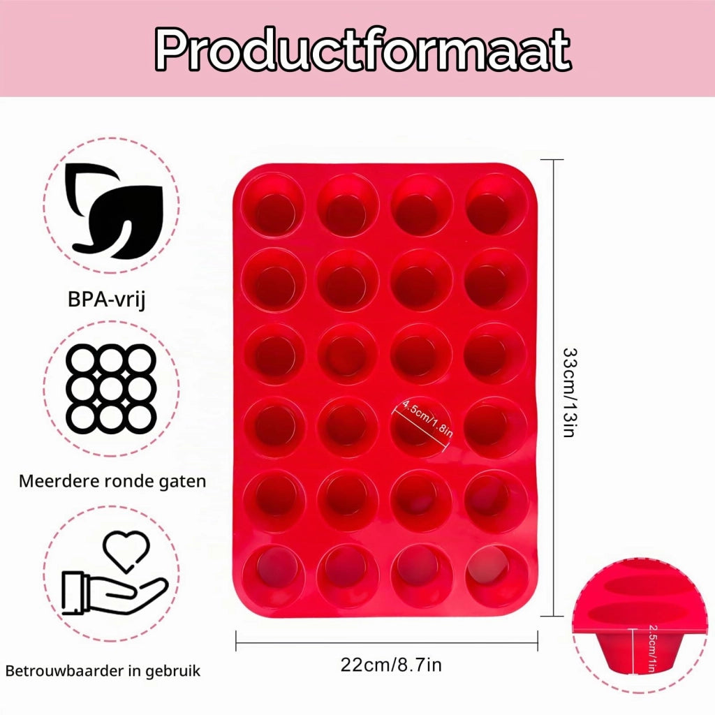 Stampi in silicone per muffin, set da 2, con 24 cavità, antiaderenti, senza BPA