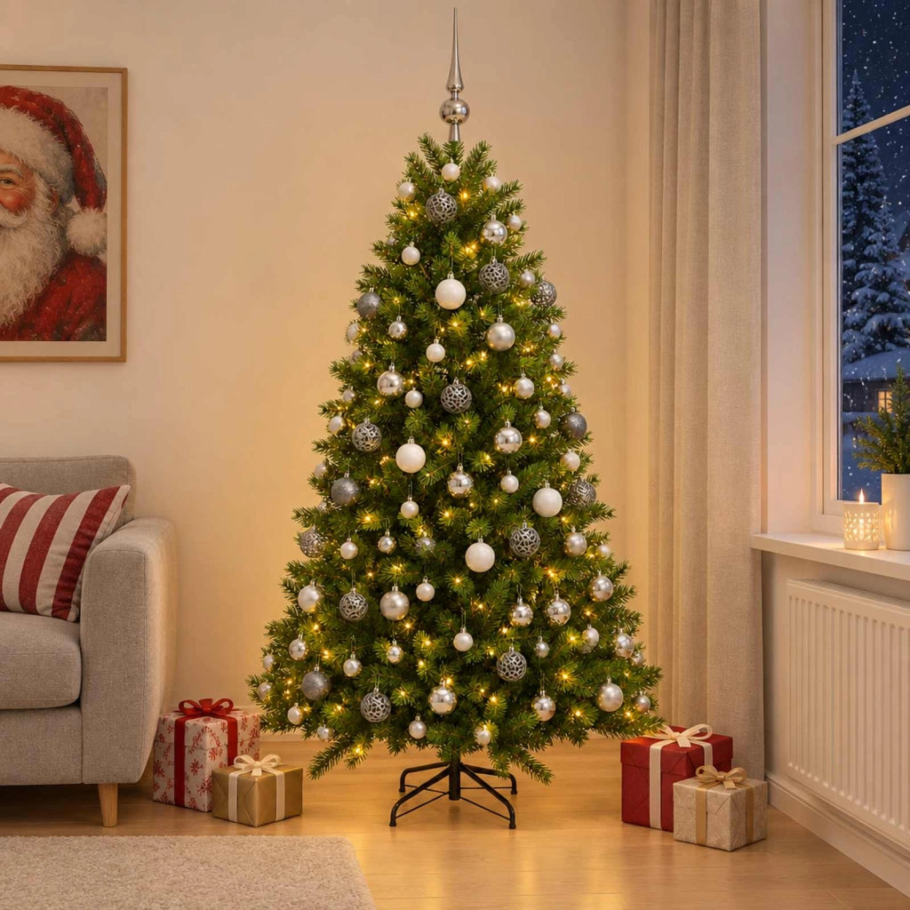 Albero di Natale Artificiale con Palline 210 cm 300 LED 3467255