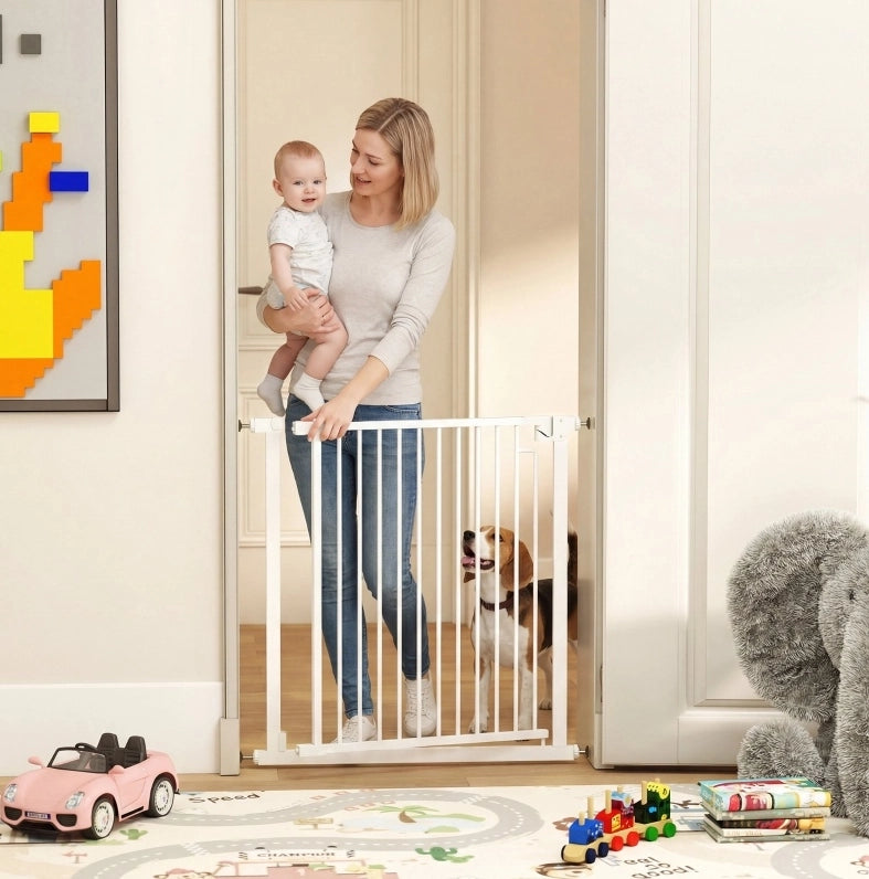 Cancello di sicurezza per bambini e animali 76-80 x 76 cm bianco senza foratura