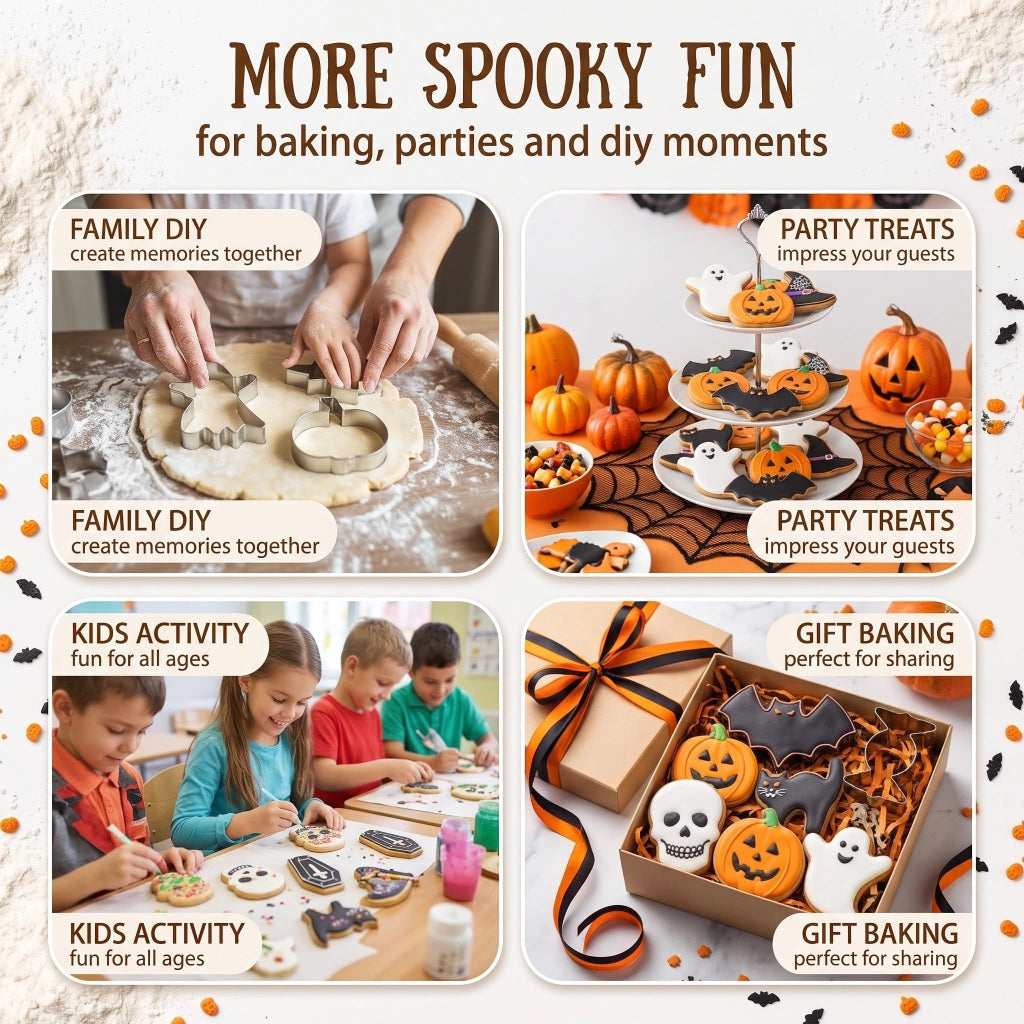 9 stampini per biscotti a tema Halloween in acciaio inossidabile: fantasmi, pipistrelli e altro