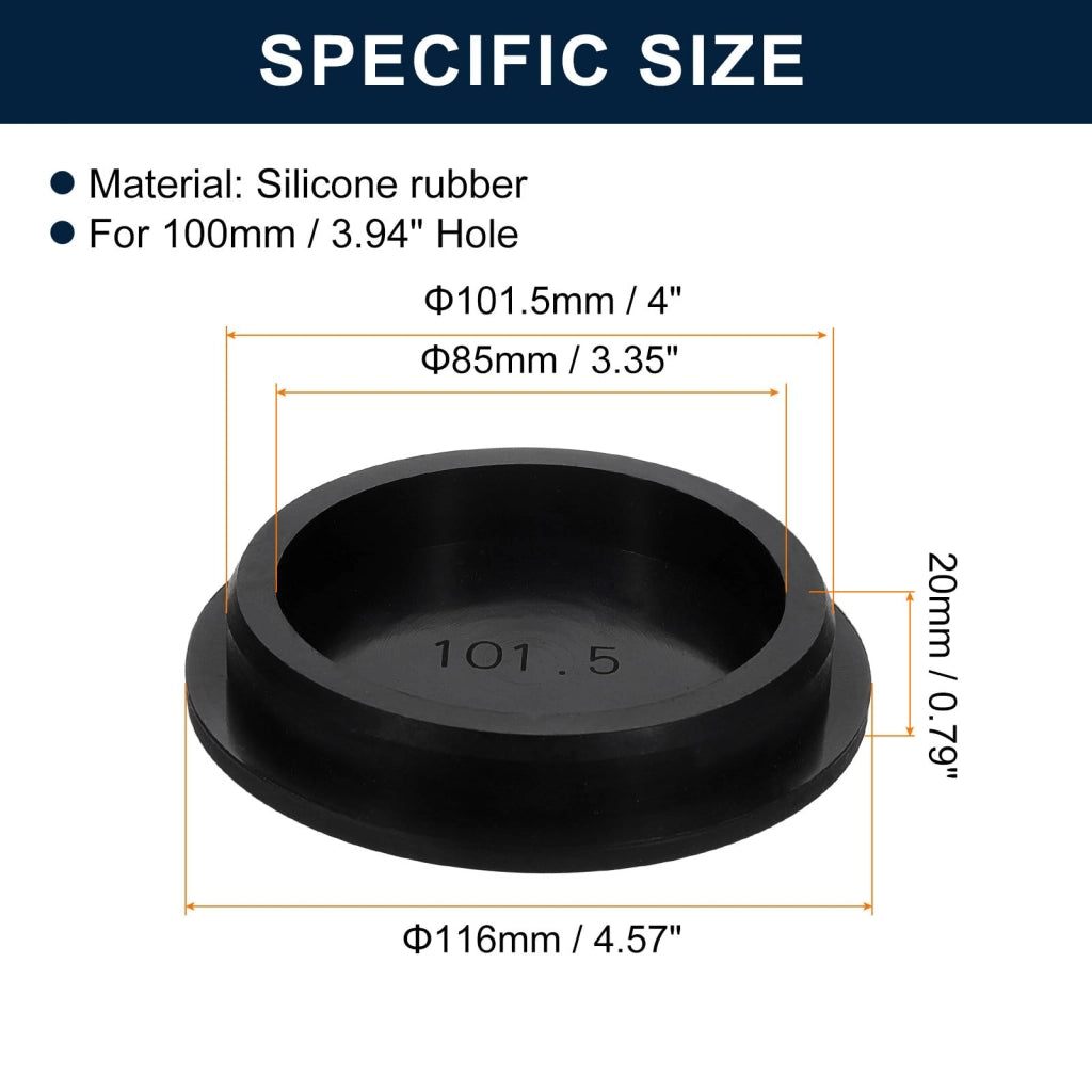Tappi in silicone per fori da 100 mm, colore nero, confezione da 1 pezzo