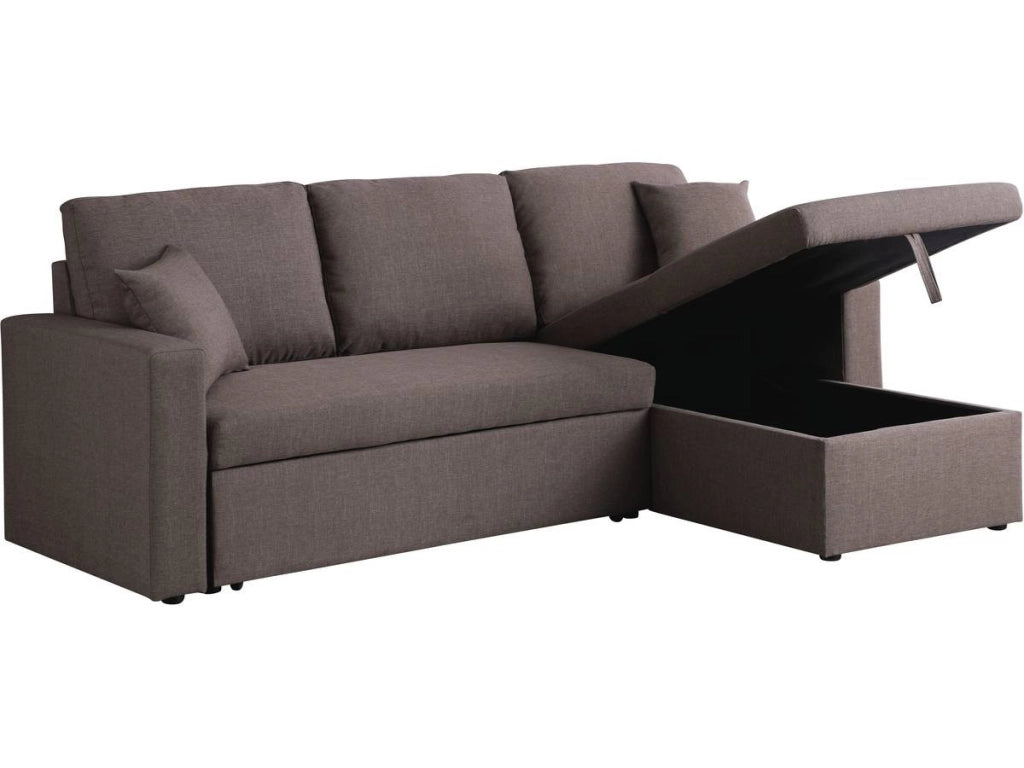 Divano ad angolo convertibile "Alain" - Grigio - 221 x 145 x 85 cm - 3 posti - Grigio