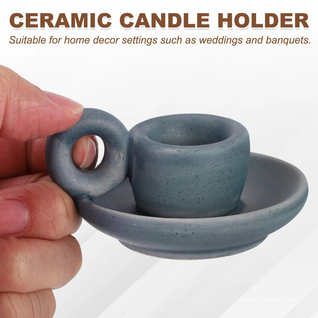 Candele in Vetroceramica, 2 pezzi, a forma conica, color blu navy, con manico