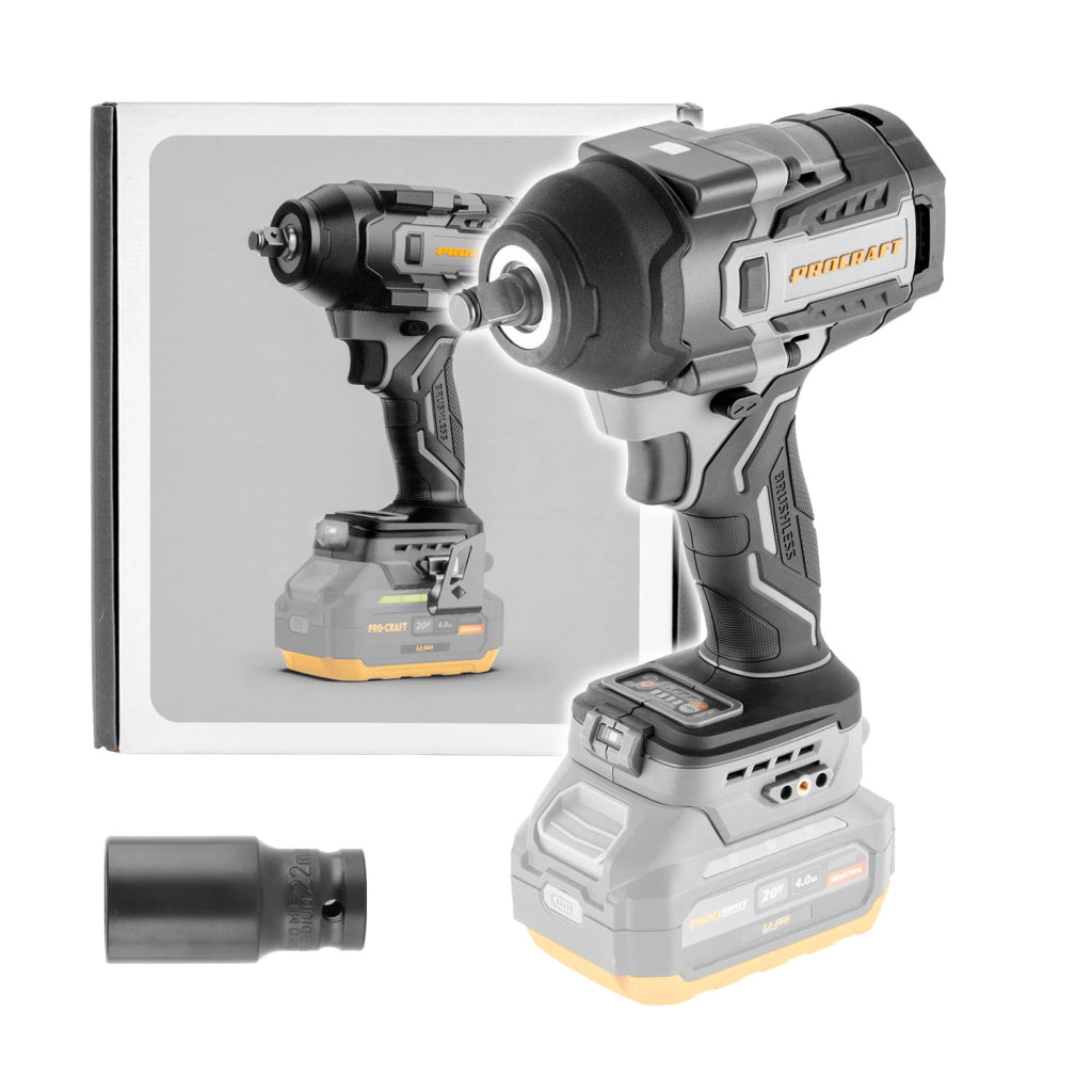 Avvitatore a massa battente a batteria Procraft IW850Abb, 850 Nm, 20 V, senza batteria