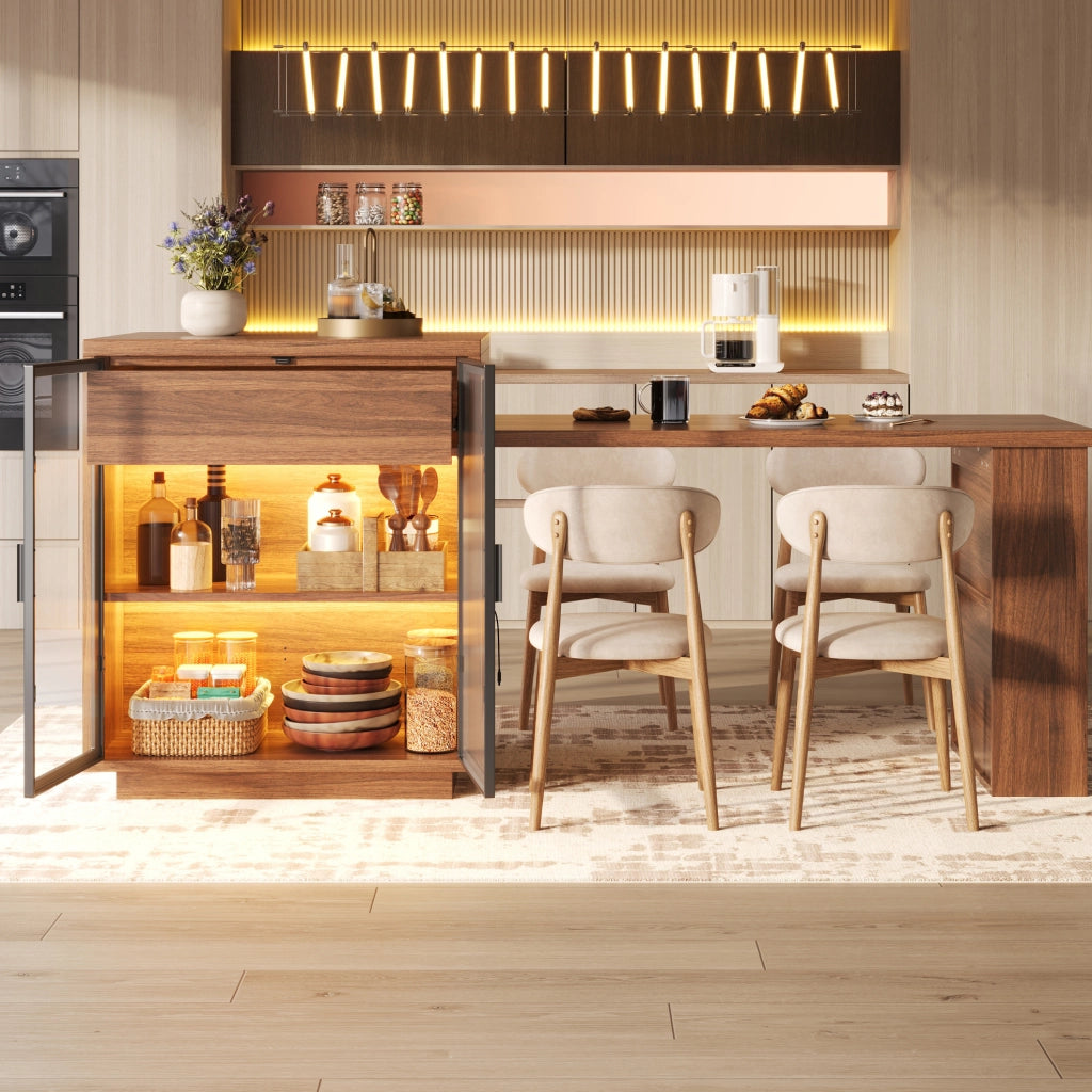 Isola cucina estensibile 122-194;5x70x94 cm MDF metallo marrone scuro